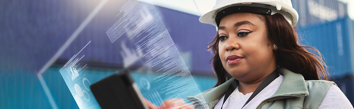 A highly skilled female site engineer is leveraging digitalization solutions to revolutionize the supply chain